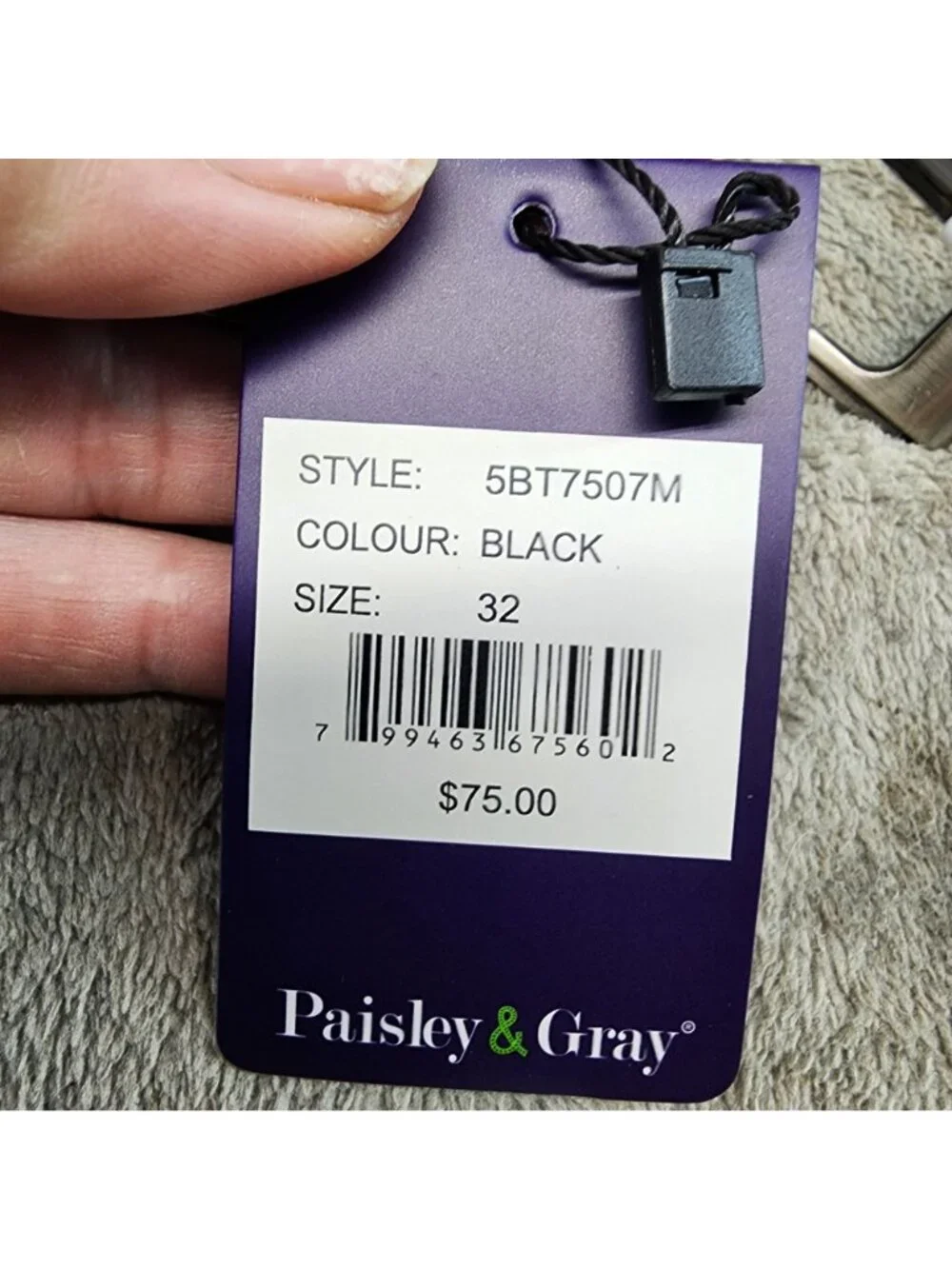 Paisley & Gray Belt Mens 32 Black Leather *NWT*